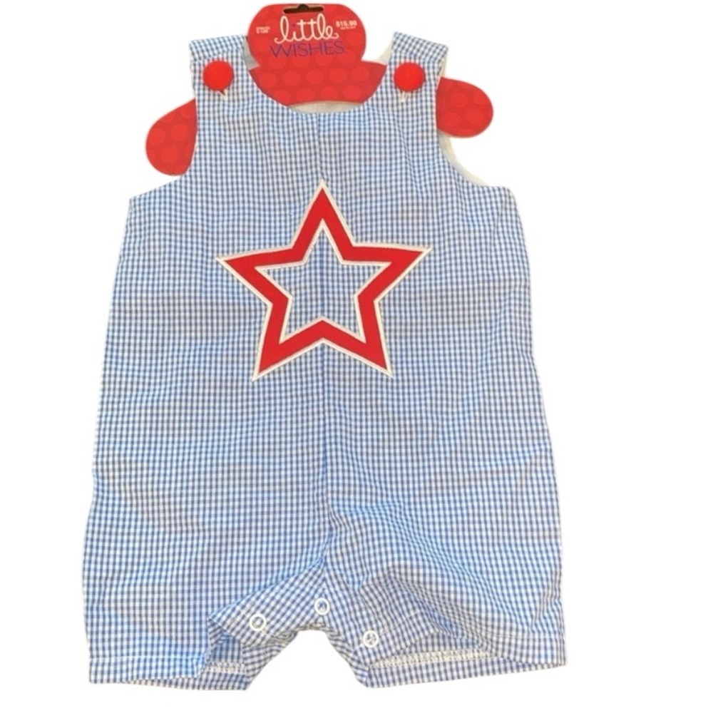 Little wishes boys one piece shorts outfit size 6-12 months new with tags